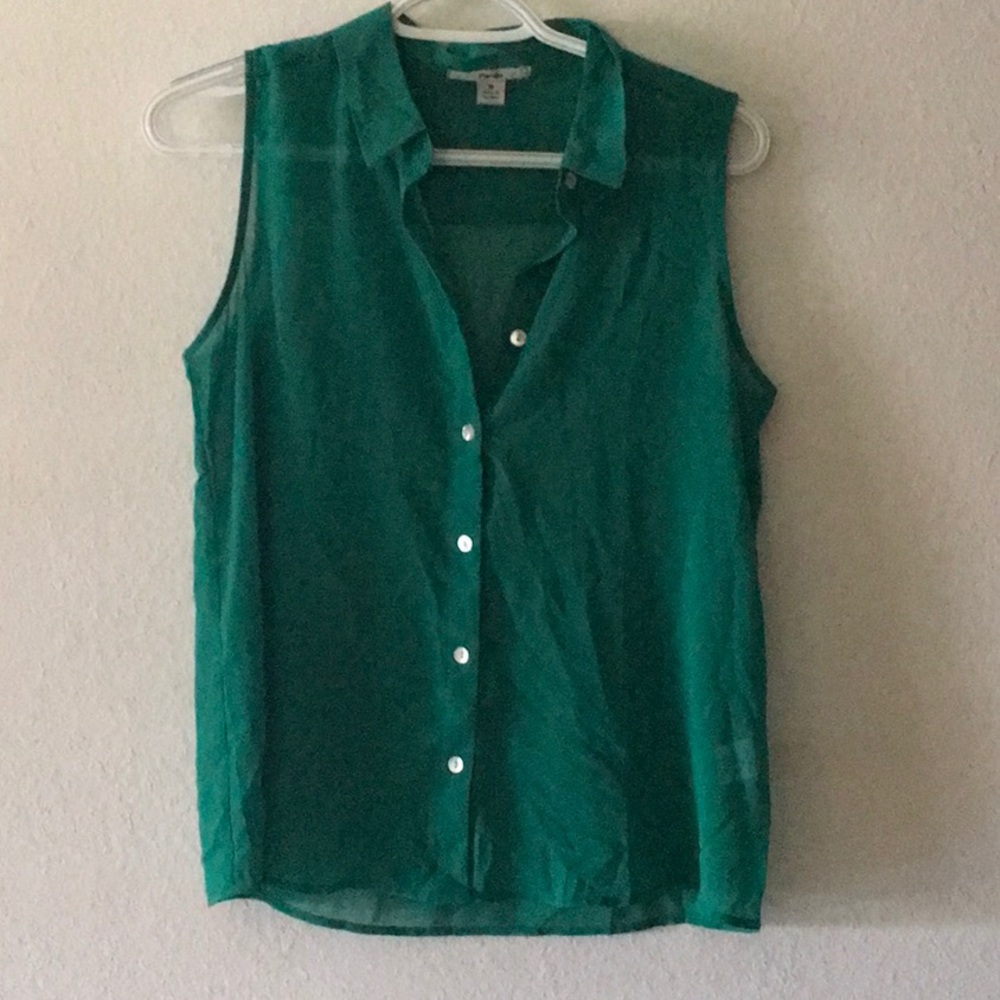 Green sheer button up.